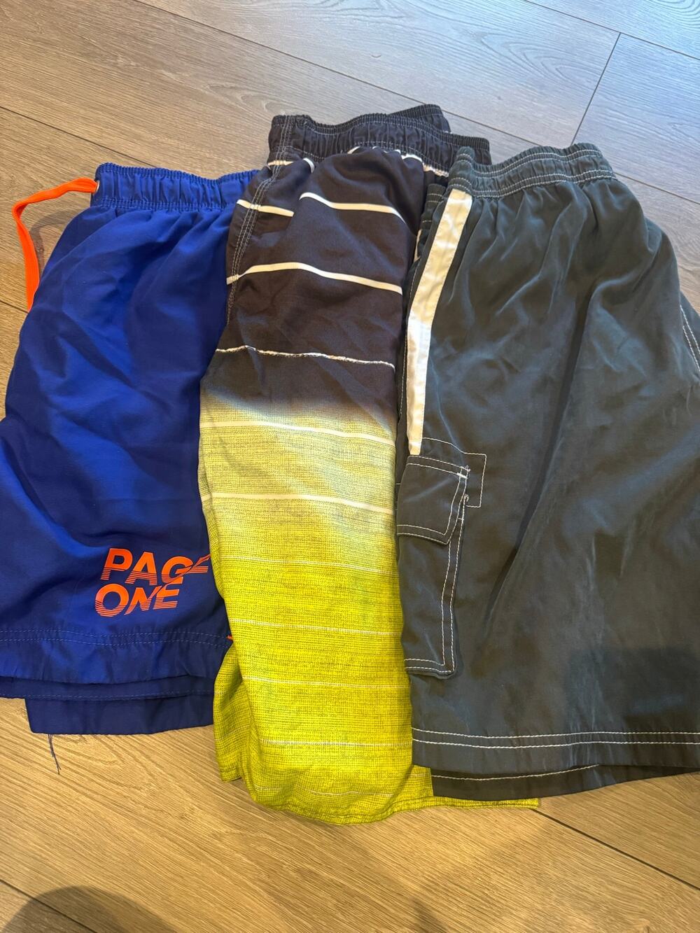 Men’s Large Swim Trunks Bundle of 3 Blue Black Yellow Board Shorts